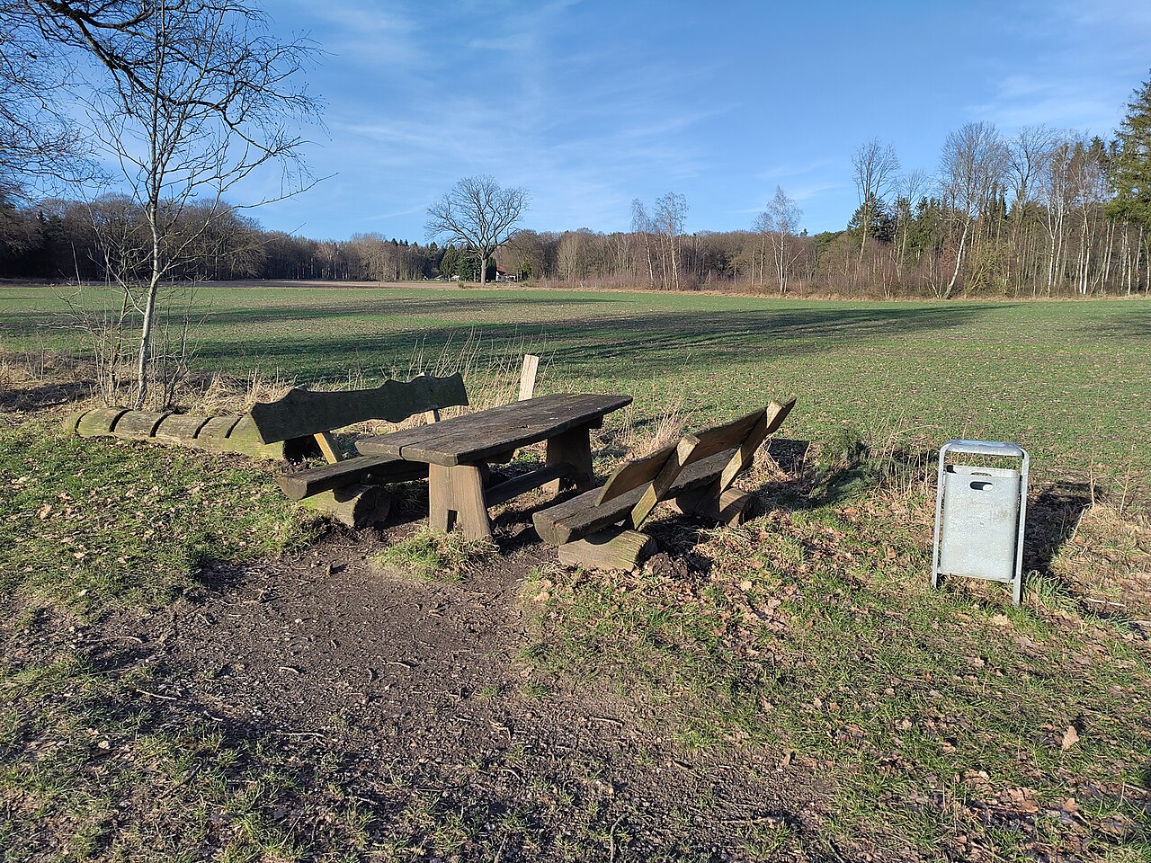 Illustrative photograph: A picnic table on a footpath